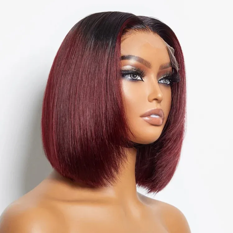 4x4 5x5 Lace Closure Bob Layer Cut Wig Glueless Remy Human Hair