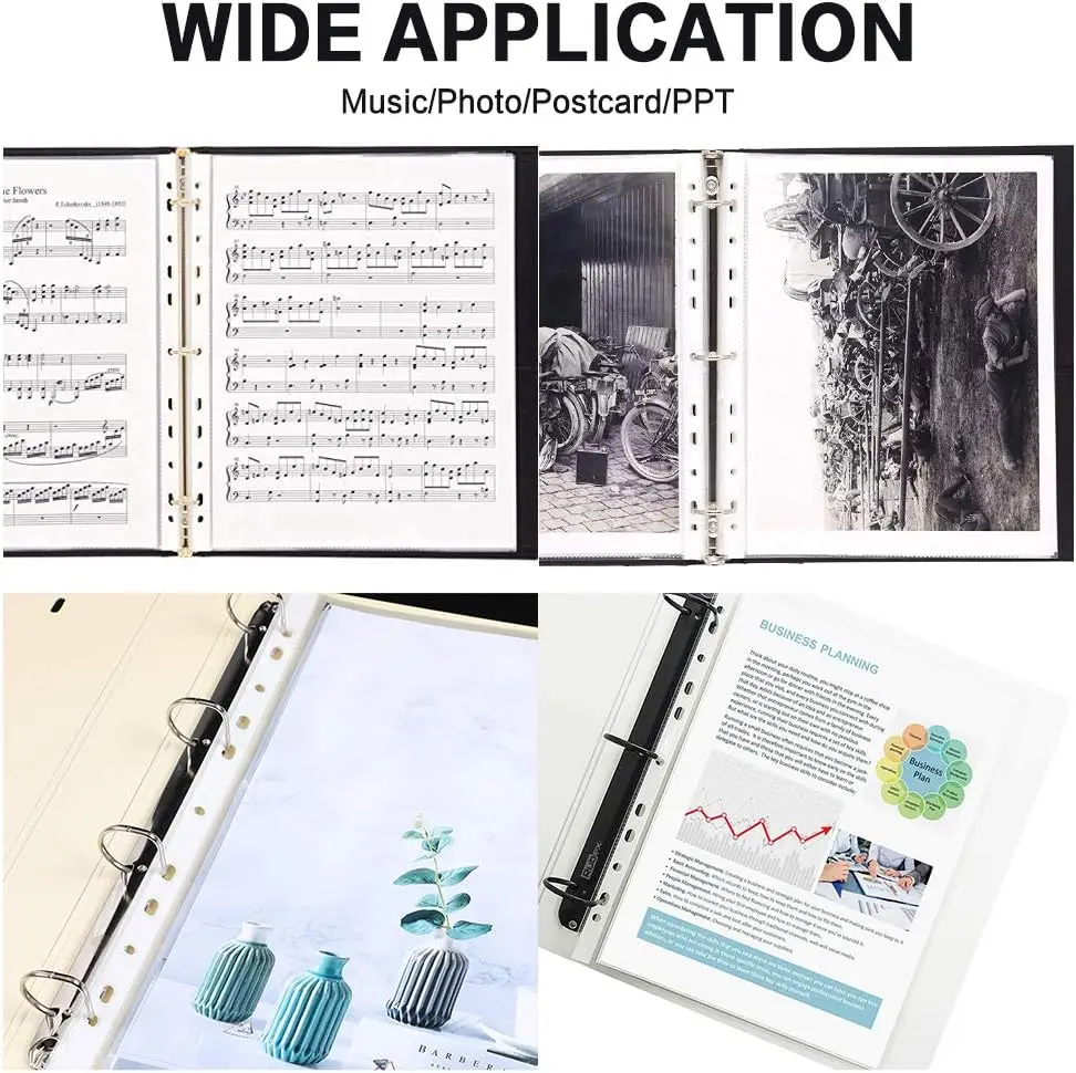 Top Loading Stationery  Reinforced 11-Hole A4 Transparent Plastic Sheet Protector Paper Document Protector for Ring Binders