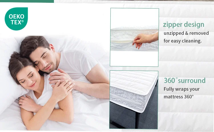 Custom High Quality Bed Protection White Polyester Zippered Memory Foam Mattress Cover Pad for Home Use supplier