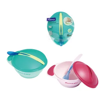 Customized Toddler Food Baby Feeding Tableware Training Weaning Bowl With Heat Sensing Spoon