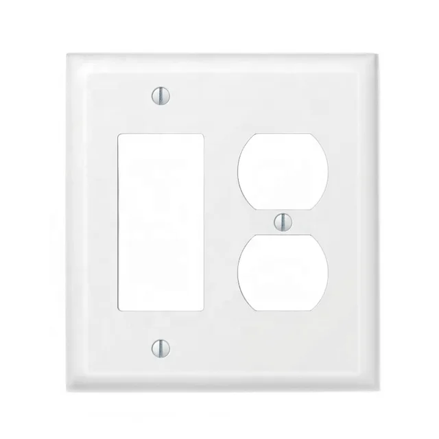 Hot Sales 2-Gang 1-Decora Rocker 1-Duplex Outlet Receptacle Plastic Standard Wall Plate