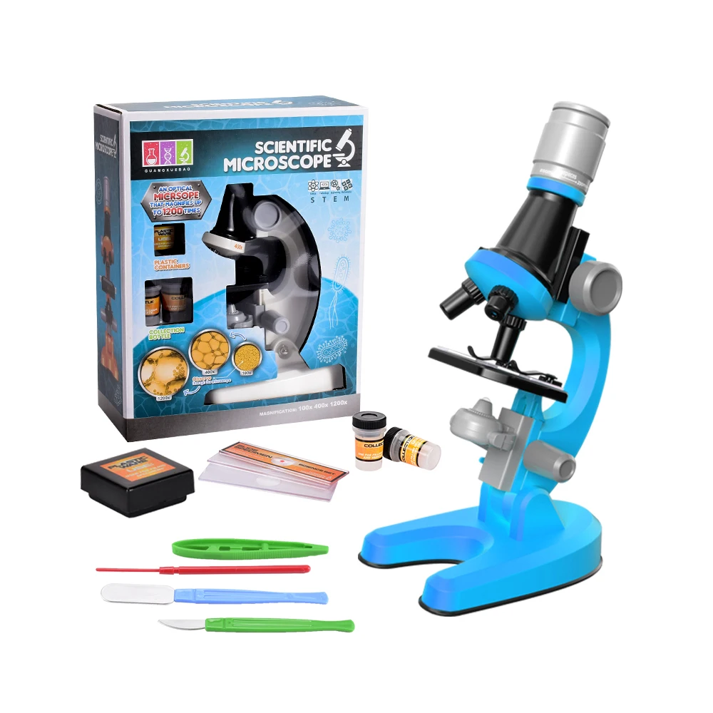 Blue 15X Science Microscopes Take Apart Toy with 5 Prepared Slides for 4-8 Year Old Kids AOMEKIE Kids Microscope for Preschoolers Educational DIY STEM Toy Microscopes with Assemable Parts 