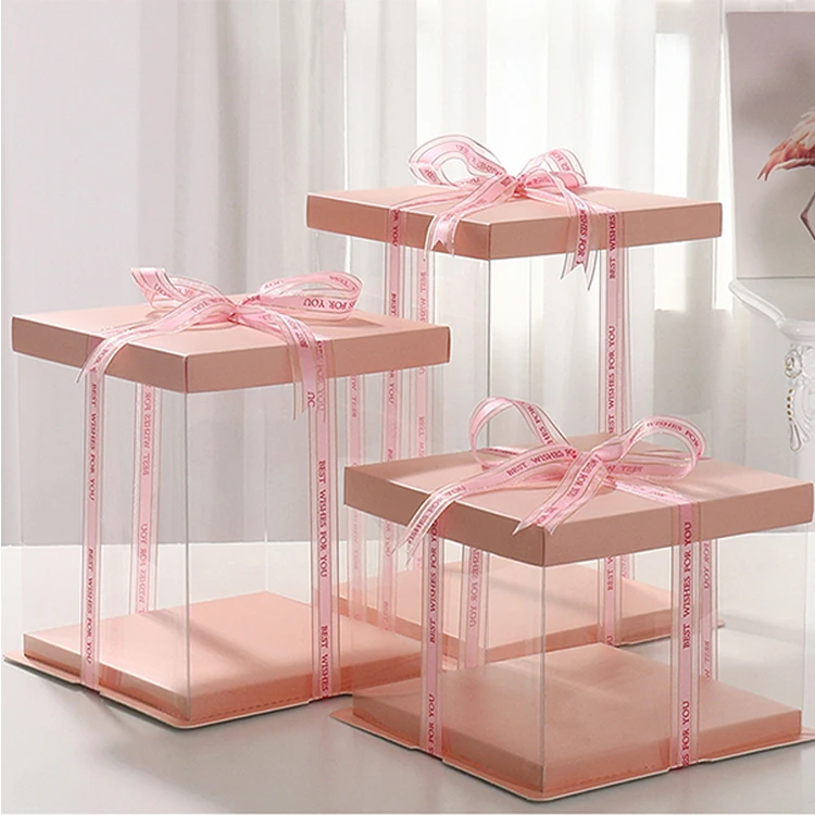 Custom Clear Cake Boxes Tall Wedding Cake Boxes Luxury Plastic Clear 