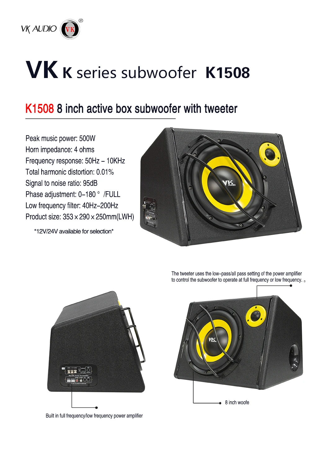 Factory Price Active 12 Inch Speaker Car Subwoofer High Pitched