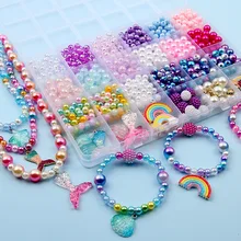 24 grid mermaid set beaded cartoon unicorn bracelet mermaid charm DIY beads jewelry making loose beads