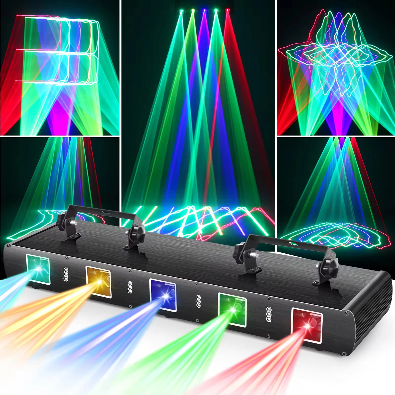 U`King 5 Beam RGBYC DJ Laser Light - Sound Activated, DMX Control, For Party/Stage/Disco Lighting (30W, Aluminum)