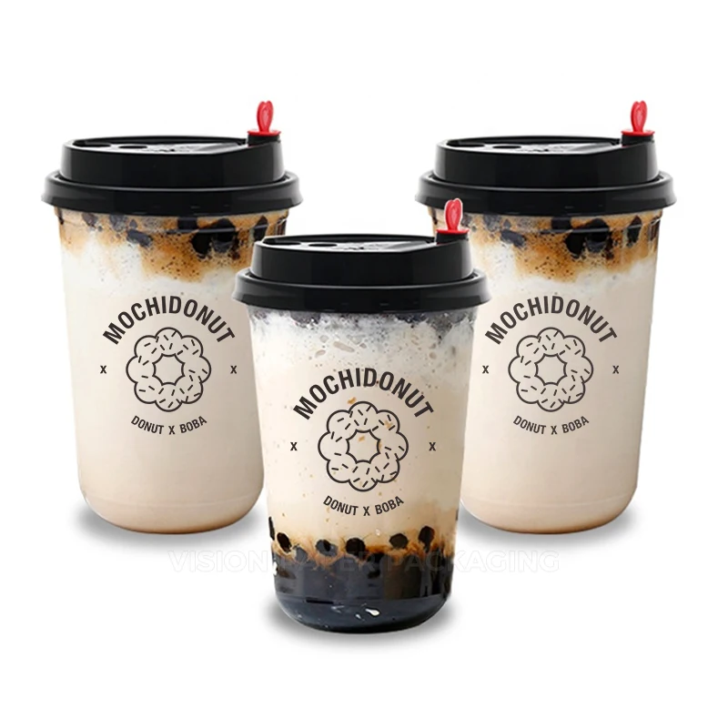 New Design Custom Logo Disposable Food Grade Plastic Boba Cup Milktea