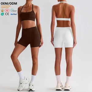 XW-AWX8001+ADK8001 Custom Workout Apparel Breathable Sportswear Logo Crop Top Tracksuit Casual Activewear Bra Short Pants Set