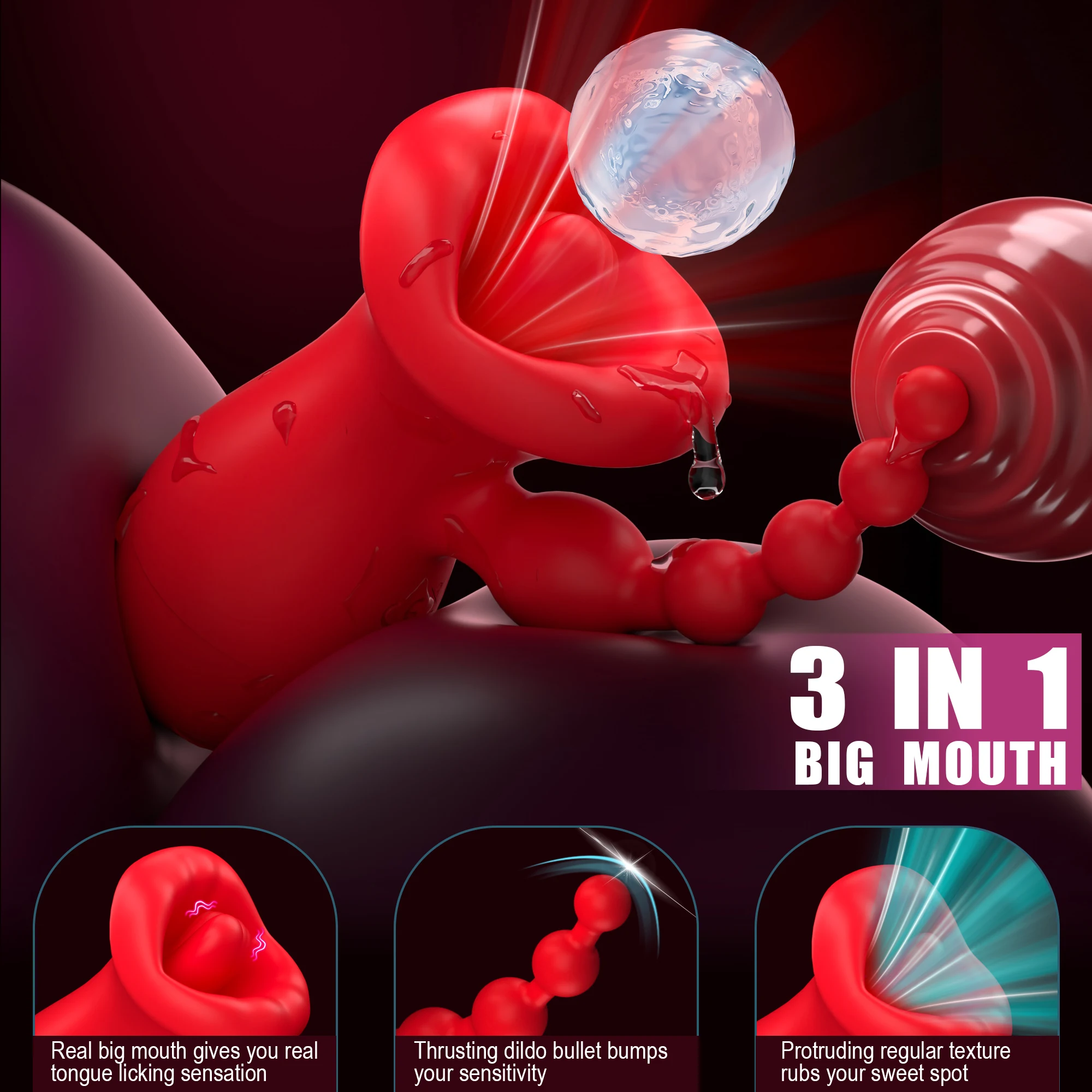 Vibratore 2 in 1 all'ingrosso per succhiare il clitoride con perline anali, giocattolo sessuale per la masturbazione femminile e il piacere della lingua_voghion.com