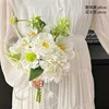White yangfei peony-blooming tulips-hand-tied bouquet