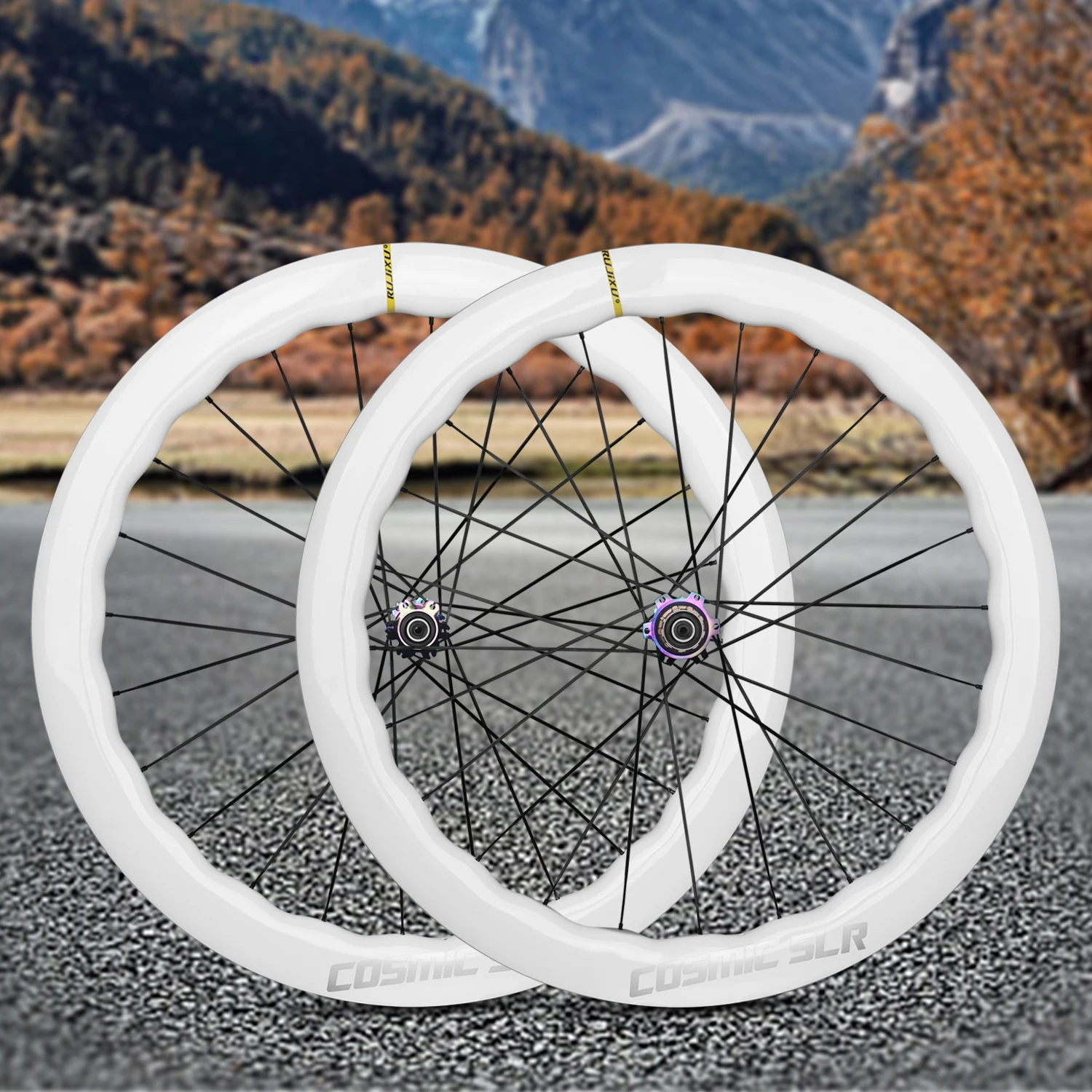 RUJIXU 700C Carbon Fiber Road Bike Wheelset - 5853mm