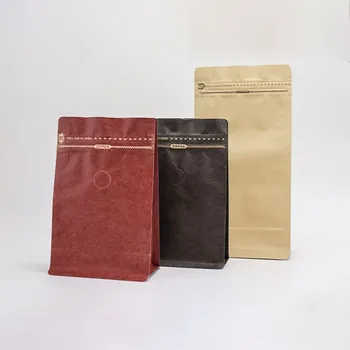 Wholesale custom printed 250 500 kraft paper coffee bean packaging bag with valve