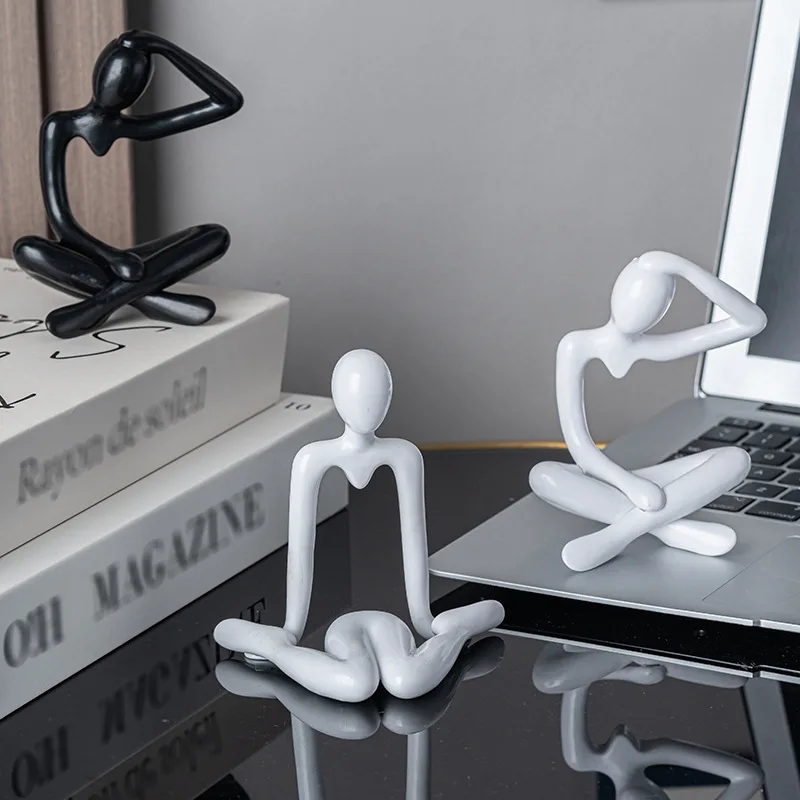 Modern Sculptures Home Decor Abstract Resin Figurines Thinker Statue for Living Room Office Bedroom Shelf Table Desk