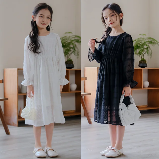 Manufacturer Spring New Design Girl Clothing Kids Chiffon Dress Long Sleeve White Elegant Fairy Princess Dress for Girl Children