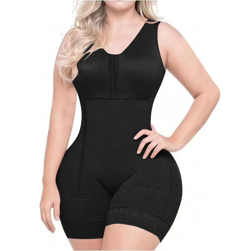  High Compression Post Op One-piece Zipper Faja Tummy Control Slimming Body Shaper Womens Shapewear Open Crotch for Women