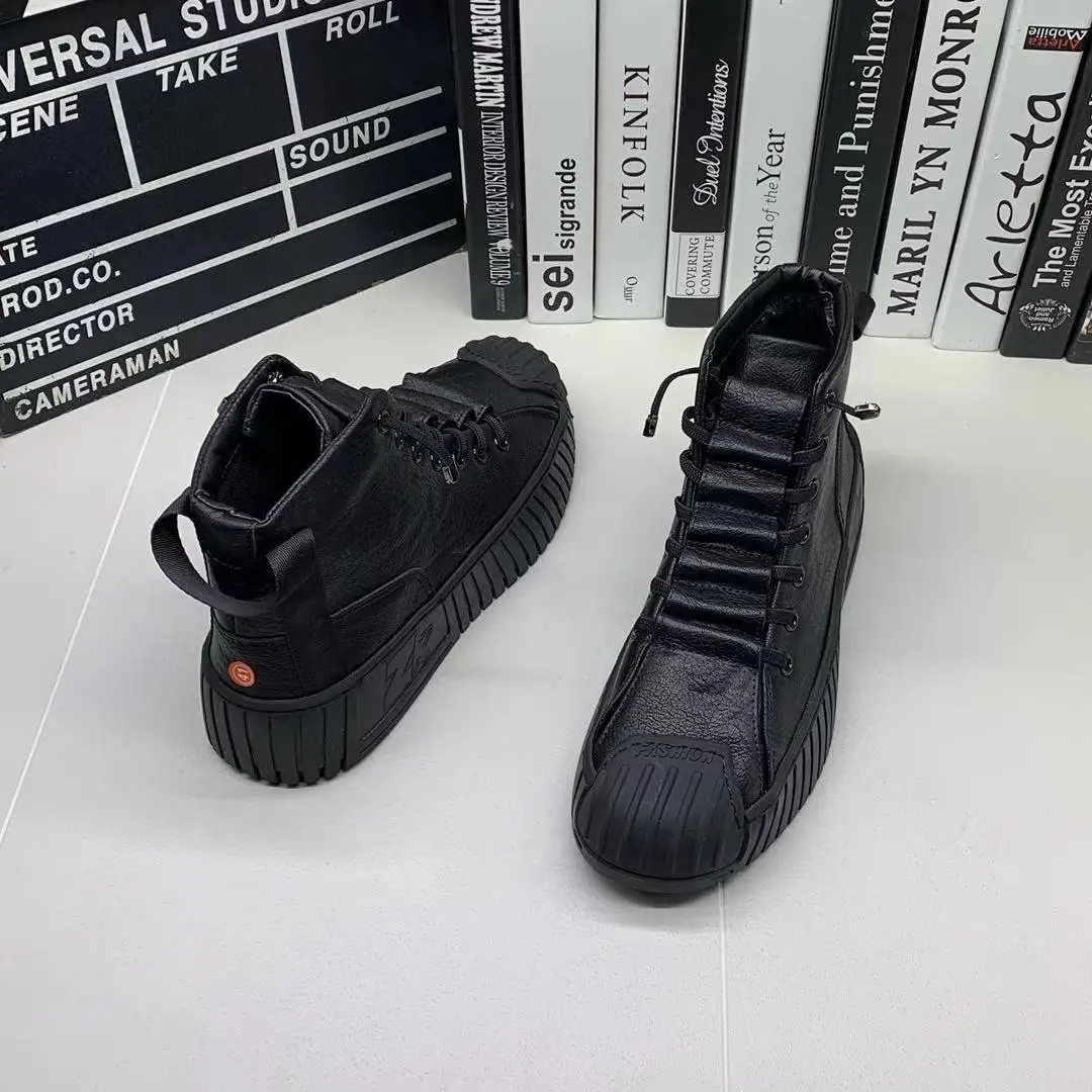 Autumn Winter New Top Quality Hightop Thicksoled Solid Color Leather Men Martin Boots Buy