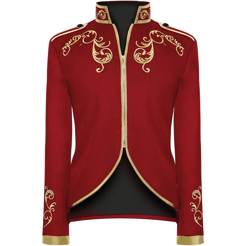 British Style  Prince Gold Thread Surround Retro Stage Suit Men Party Blazer Slim Fit Jacket Singer Performer Coat