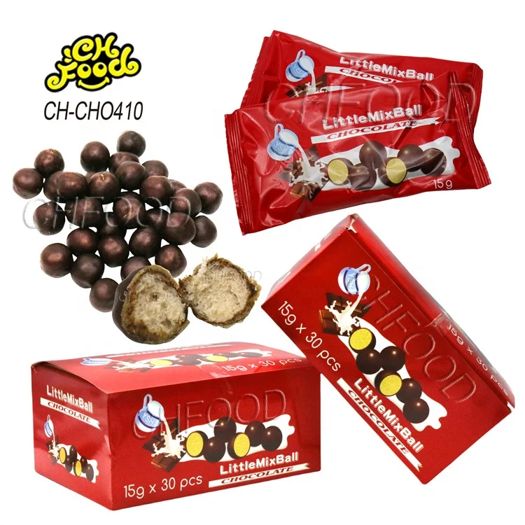 Custom Halal Snack Sweet OEM Chocolate Coated Crispy Cereal Puffed Ball Chocolate Beans China Candy for Kids
