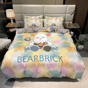 2026 Newest High Quality Light Weight 100% Printed Natural Pure Silk Fabric  Cartoon Bed Sheet Set