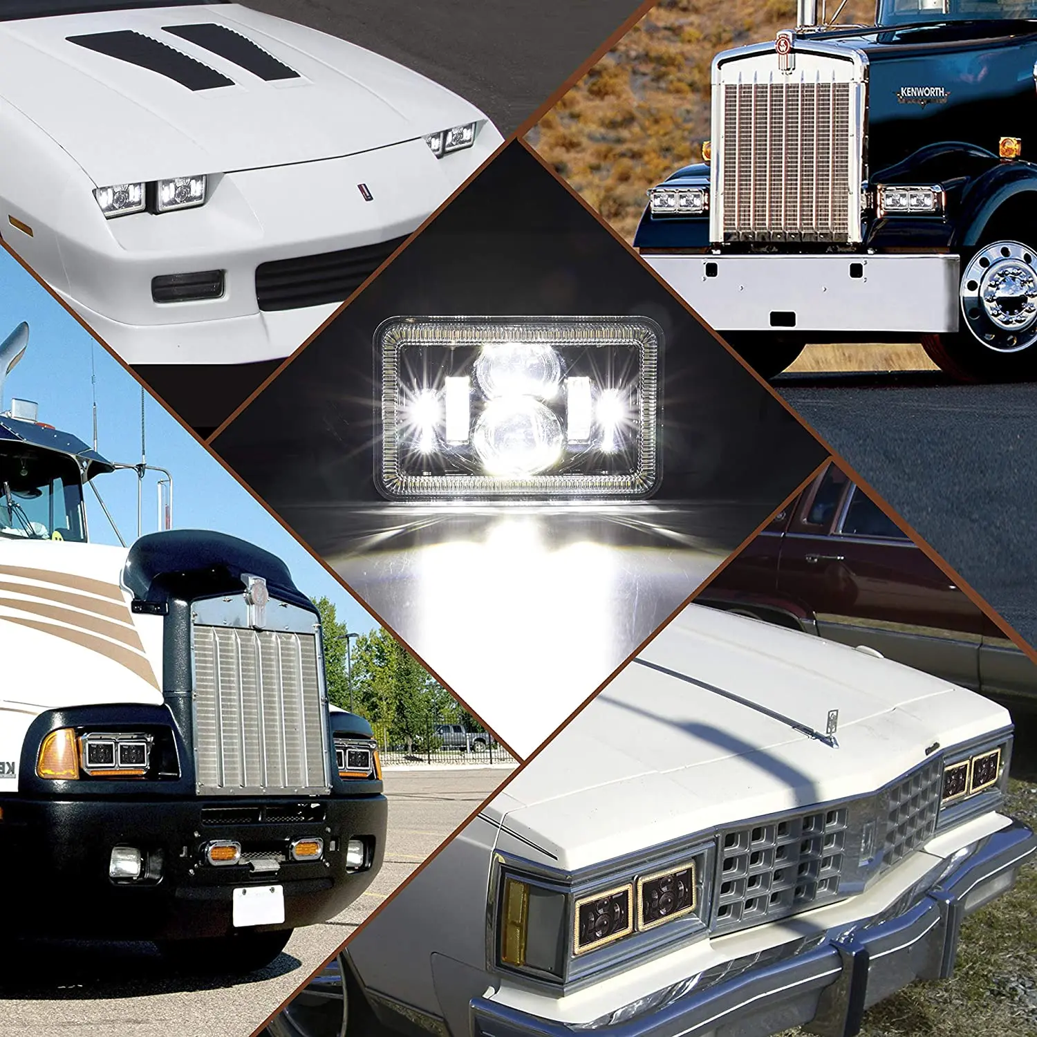 4x6 Inch Rectangular Led Headlight with halo for Peterbilt 378 379 Accessories Truck Led Headlight for Kenworth