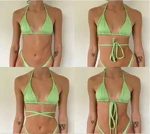 Custom Plus Size Wet Transparent Tween Women Swimwear with Four Ways of Wearing