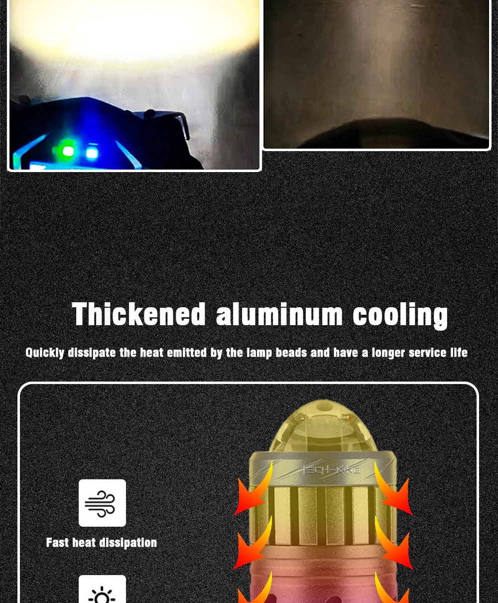 TECH-KING Motorcycle LED Headlight Bulb HS1 9003 Hi/Lo Beam 26W 3000LM Snowmobile Scooter place Directly Conversion H4 lens bulb