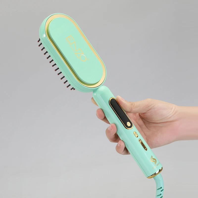 ENZO EN-4102 Fast Heat PTC Professional Styling in Curler Hair  Straightener Brush Anion Ceramic Electric Ionic Hot Hair Comb