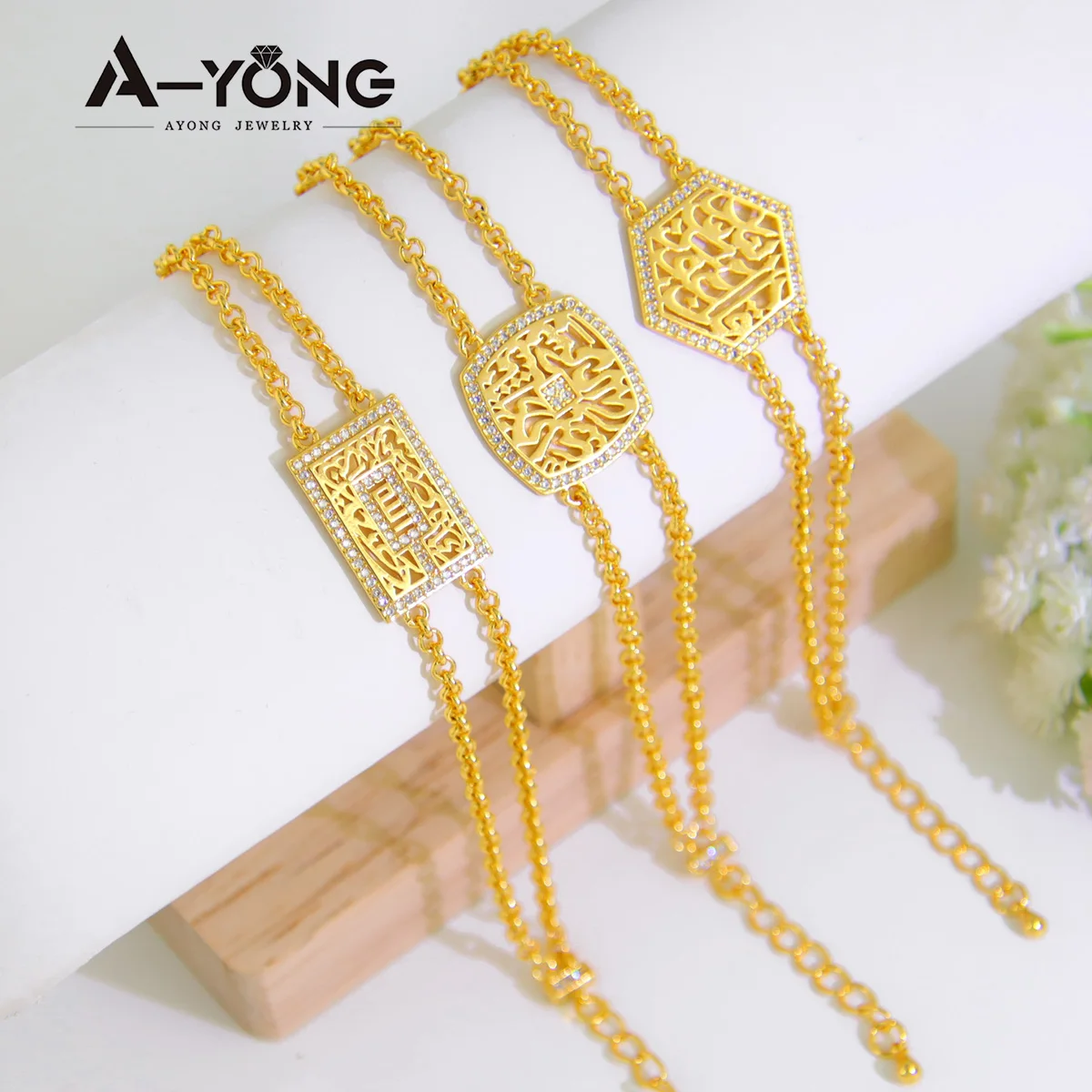 Factory Prices Arabic Gold Bracelet Designs Inlaid Zircon Gold Plated  Adjustable Bracelets Women