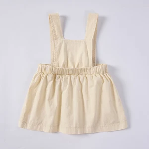 Wholesale Natural Dye Cross Back Pinafore Skirt for Baby Girls Cute Retro Toddler Outfit Cartoon Pattern Hand-Dyed Baby Clothes