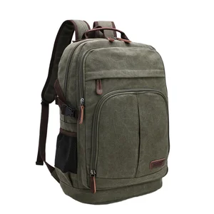 custom logo For Vintage Canvas Rucksack Stylish Hiking Backpack Zipper Large Capacity Arcuate Shoulder Strap Outdoor Travel Backpack