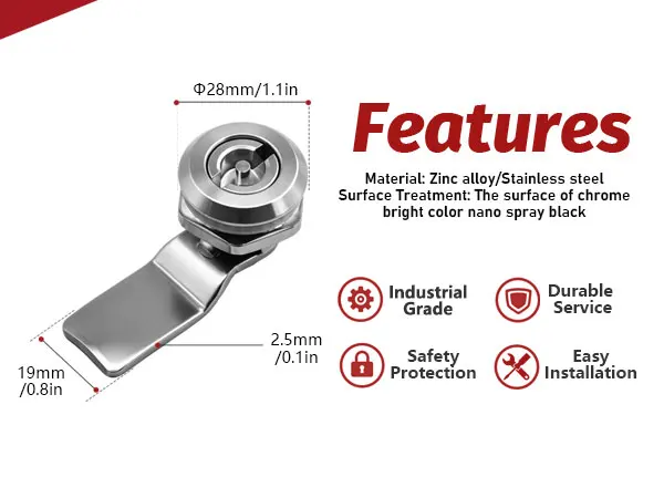 HiLink MS705 Multi-Types Quarter Turn Electrical Cabinet Lock Stainless Steel and Zinc Alloy Cam Lock
