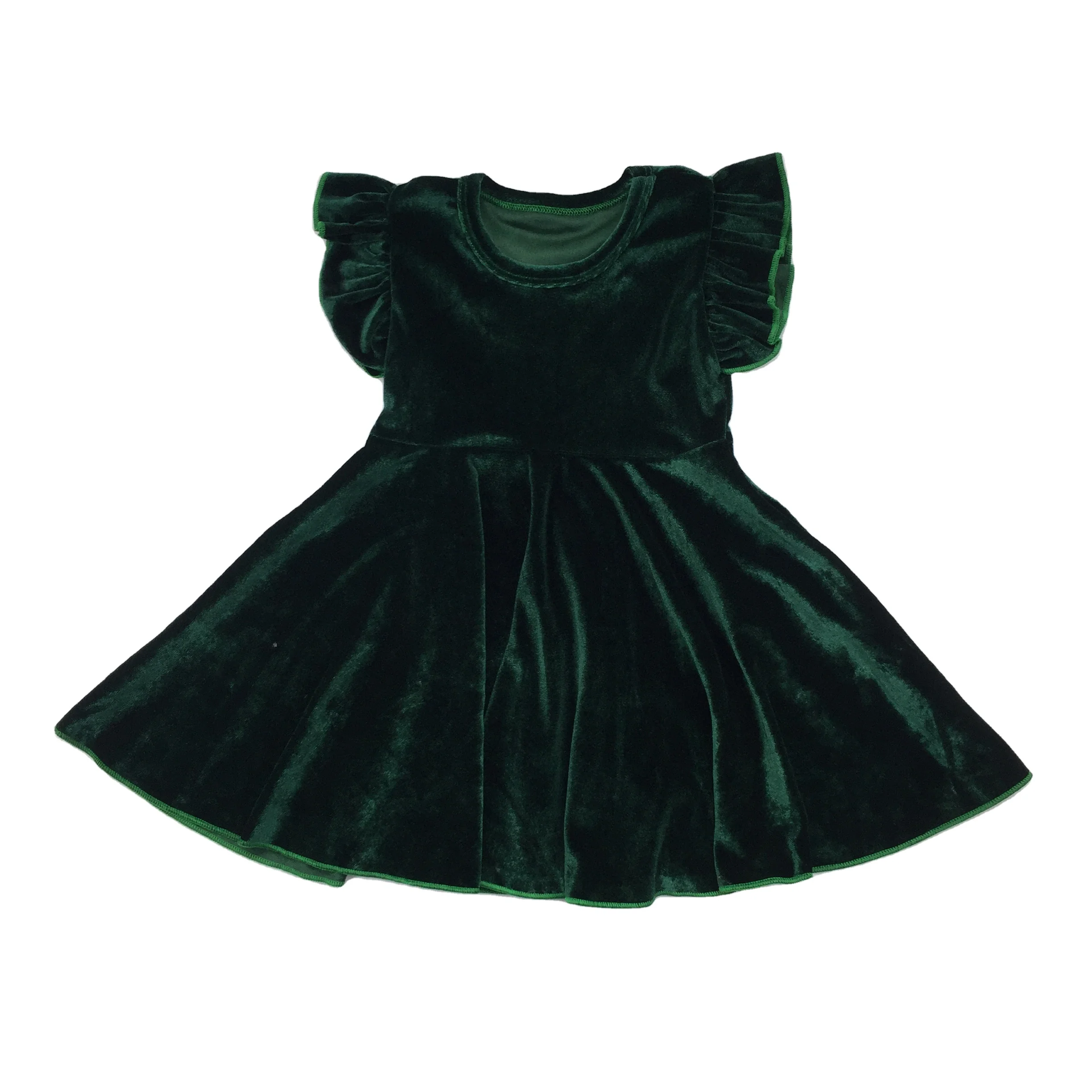 High Quality Babi Girl Velvet Dress 2 Year Old Girl Dress Summer Flutter  Sleeve Toddler Girl Dress up