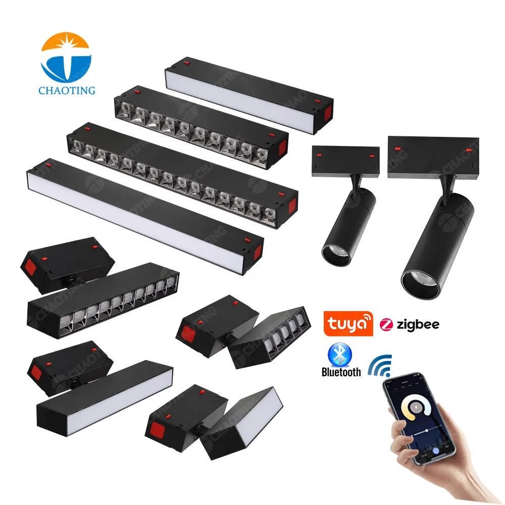 High Quality 220V Wifi APP Control Smart Dimmable Magnetic LED Track Light Wall Washer System Magnet Track LED Light