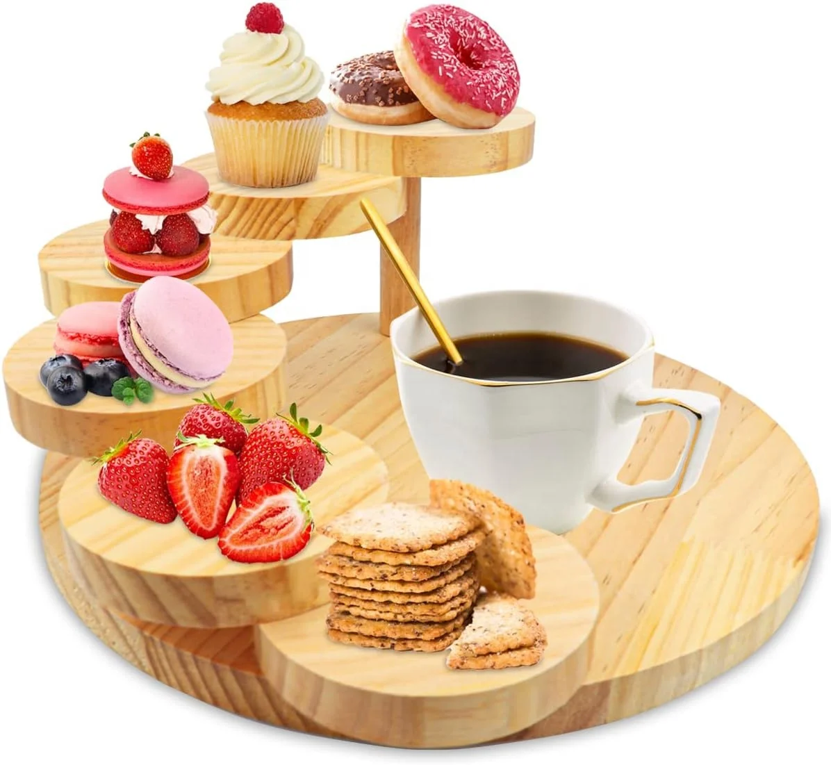 Sushi Serving Tray Creative Rotating Steps Stairs Meat Plate Sushi Sashimi Serving Plate for Restaurant Home