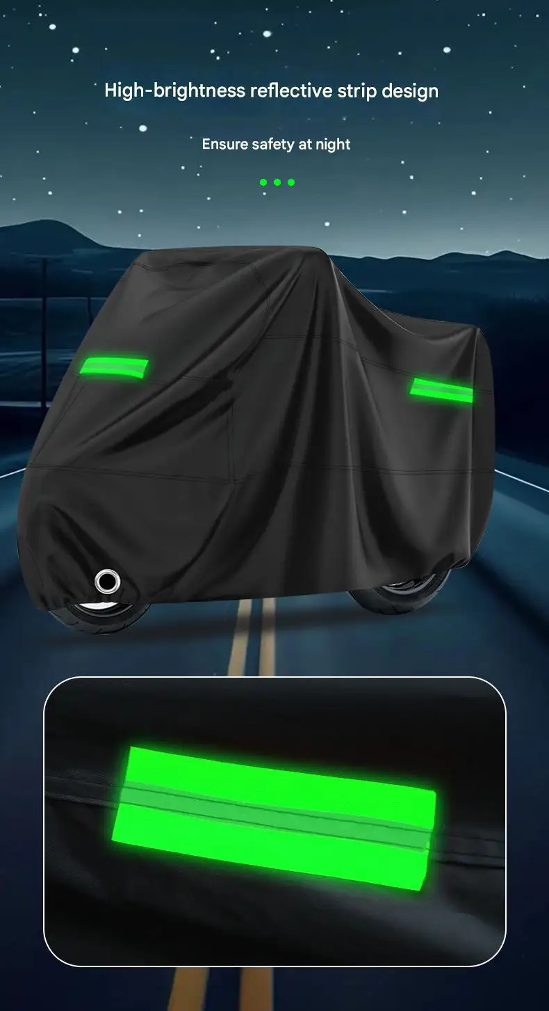 Polyester Taffeta 190T Full Coverage UV Protection Motorcycle & Electric Vehicle Cover Reflective Strip (Multiple Sizes M-4XL)