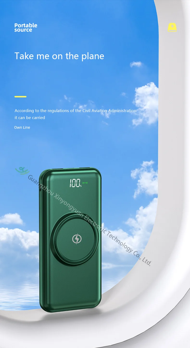 Wireless Power Bank with Cable and 10000 Mah Big Capacity Quick Charge