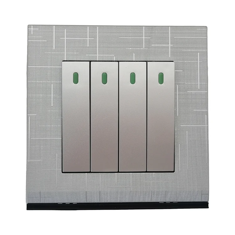 VNX Four Gang 1/2Way Electrical Wall Switch UK Standard 10A Switch Silver Brush Meteor Rain Series