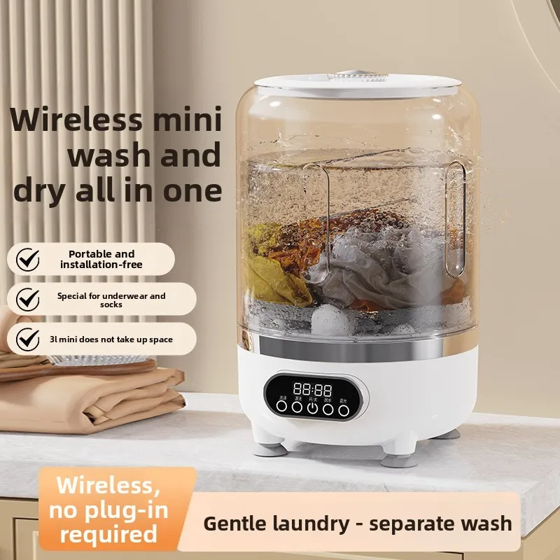 Logo Custom 3000MAH USB Top-Loading Automatic Mini Portable Plastic Washing Machine with aperçu 4