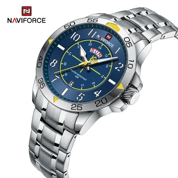 New NAVIFORCE Men Watch Luxury Business Style Mens Stainless Steel Band Quartz Watches Top reloj Waterproof Luminous Date Clock