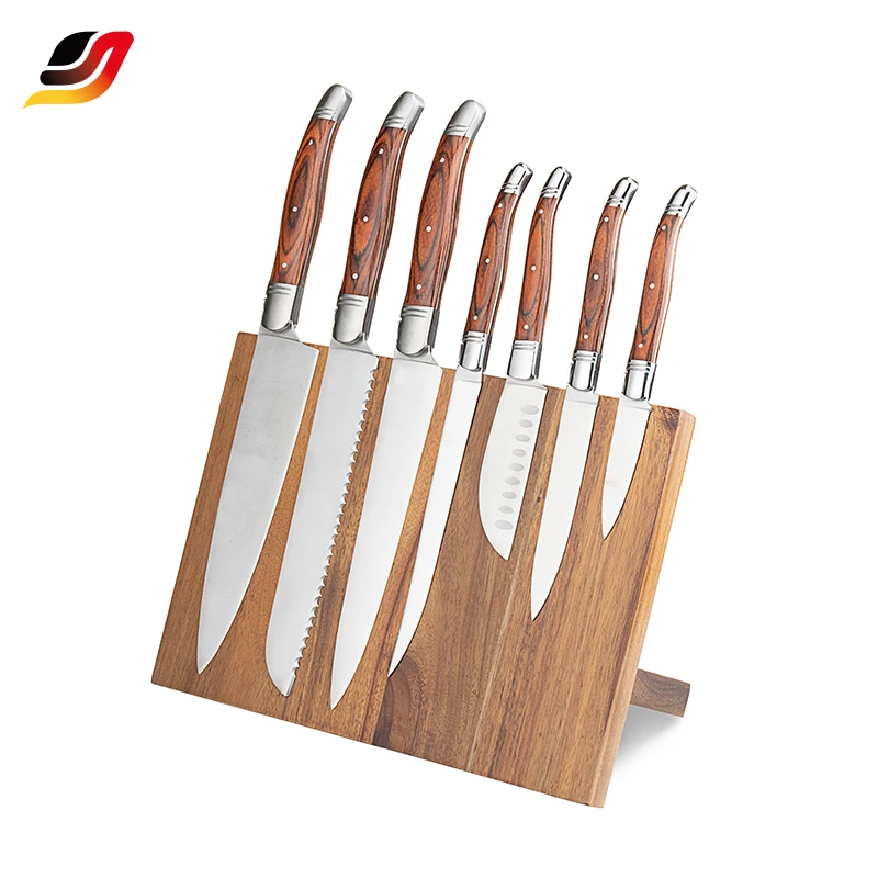 Professionelles Edelstahl-Küchenmesser-Set mit Pakka-Holzgriff