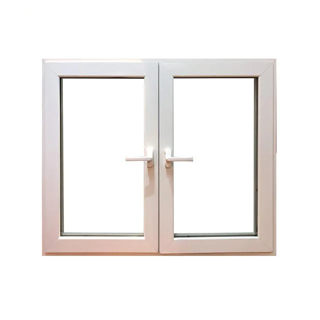 Double Swing Openning Style UPVC Windows Grill PVC Window  for Residential Construction