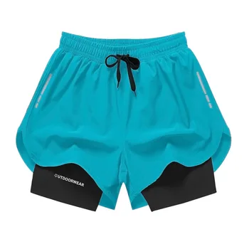 Active Men Sports Casual Breathable Fitness Running Polyester Spandex Quick Drying Plus Size Shorts