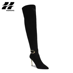Iconic High Heel Over the Knee Boots with Golden Buckle Decoration Comfortable for Women All Event and Fashionable Wear