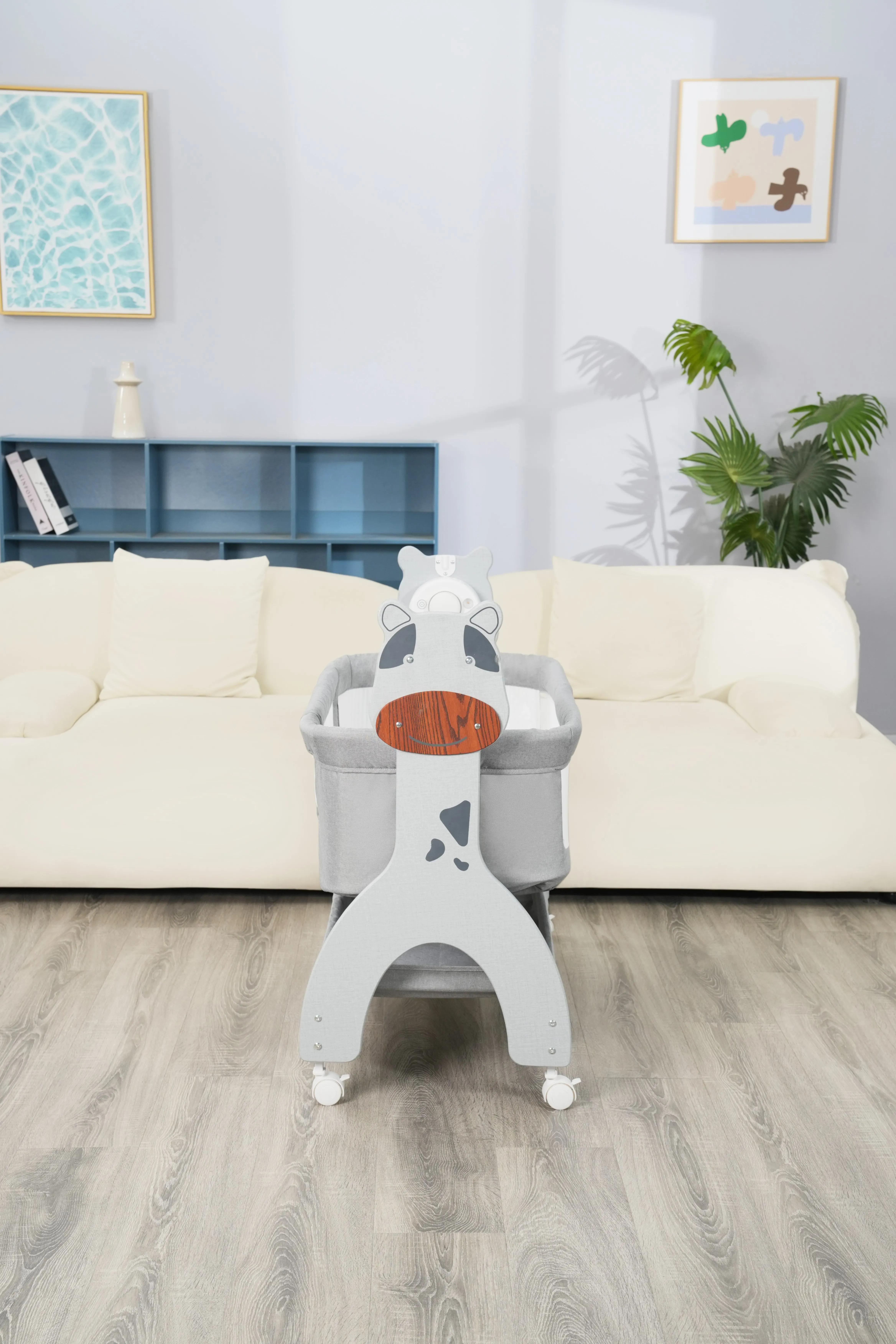 P1571D Cool Baby Newest Bigger Size Automatic Swing Baby Crib With Side-opening manufacture