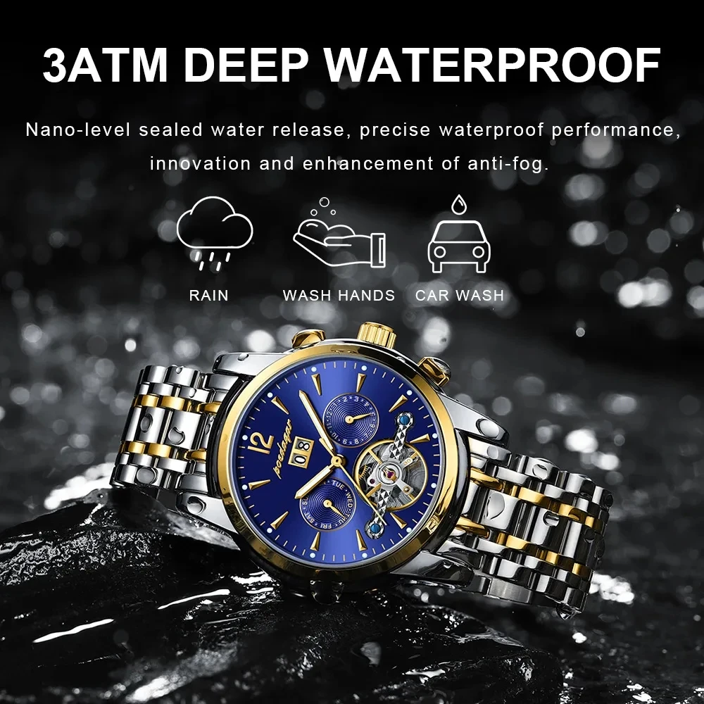 POEDAGAR 1406 Automatic Waterproof Calendar Fashion Watch