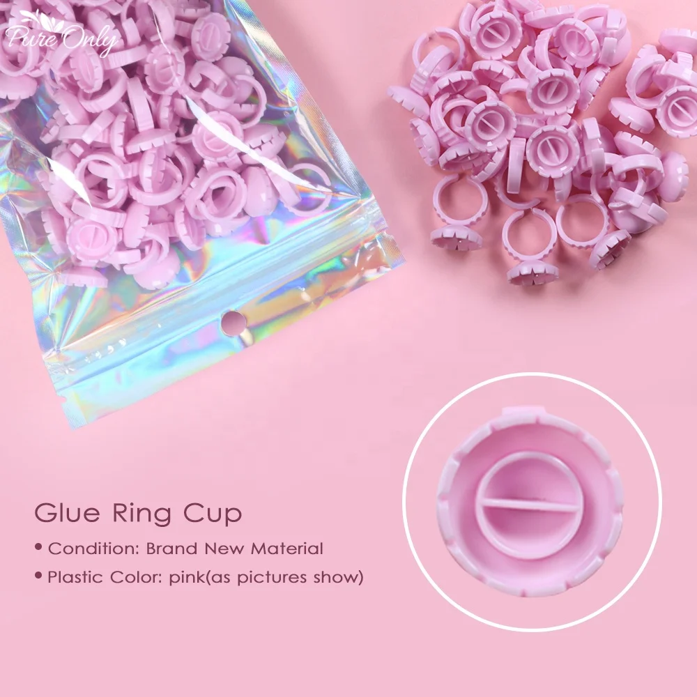Розовое кольцо для клея, 100 шт., кольцо для клея в форме сердца для ресниц, чашки для объема ресниц, чашки для быстрого цветения ресниц