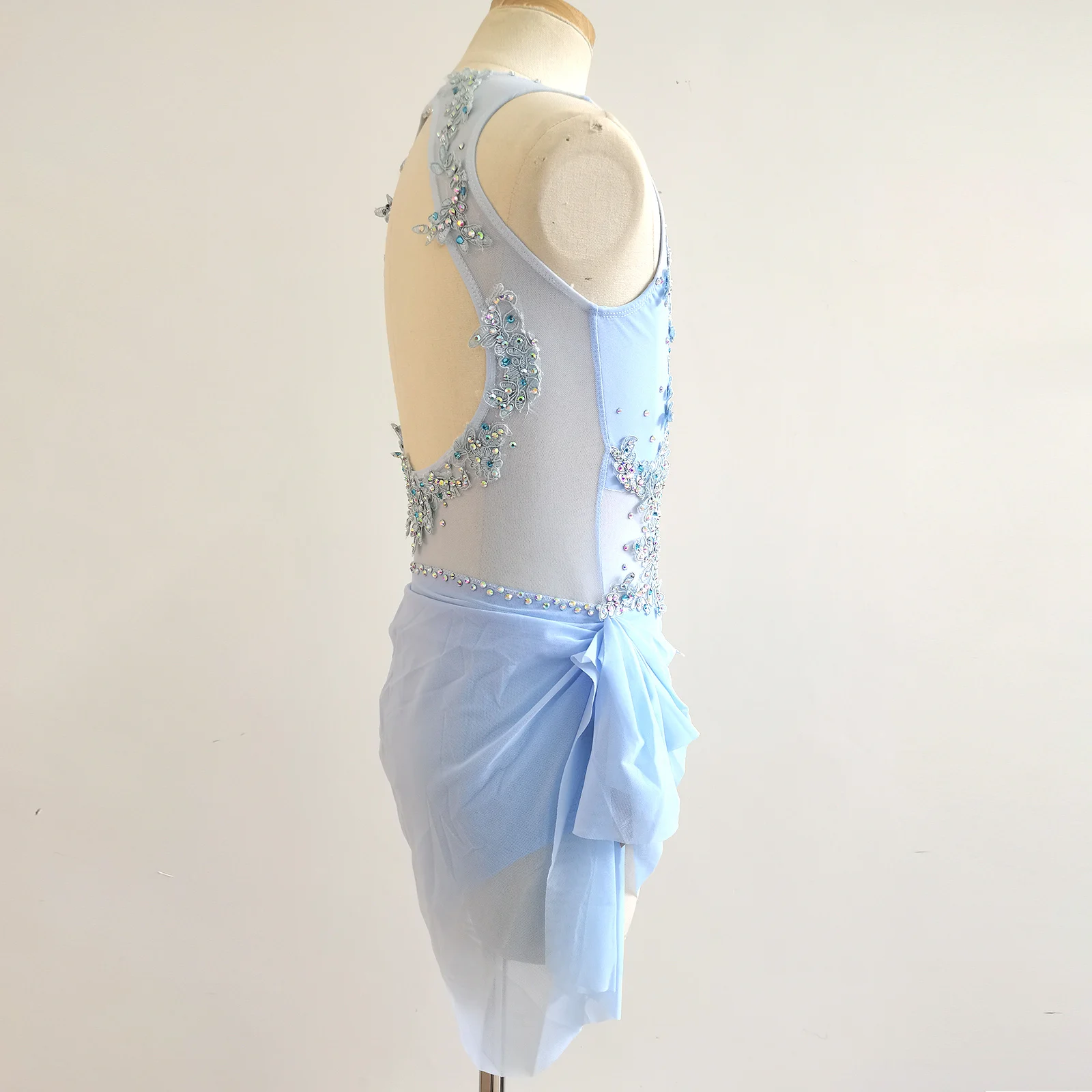 Luxury Light Blue Lyrical Dance Dress for Girls - Customizable Performance Wear for Competitions and Pole Dance Events Luxury Light Blue Lyrical Dance Dress for Girls - Customizable Performance Wear for Competitions and Pole Dance Events