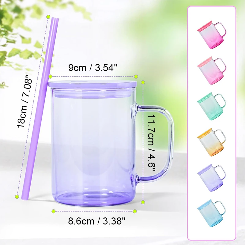 Hot Selling 16oz Sublimation Gradient Color Water Glass Cup With New Lids and Straw Cool Custom Glass Mug