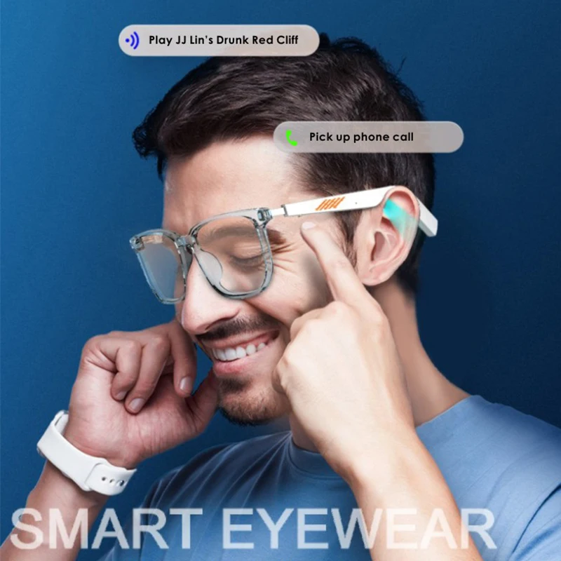 Adult Blue Light Blocking Eye Protection Eyewear Smart Bluetooth Anti ...
