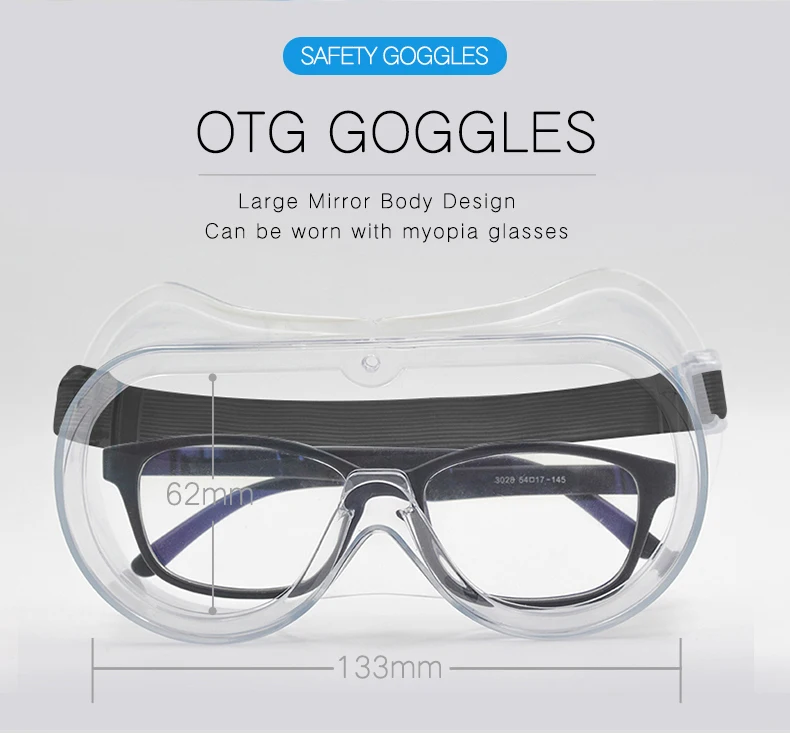 Китайские защитные очки для глаз, противовирусные защитные очки, прозрачные медицинские защитные очки